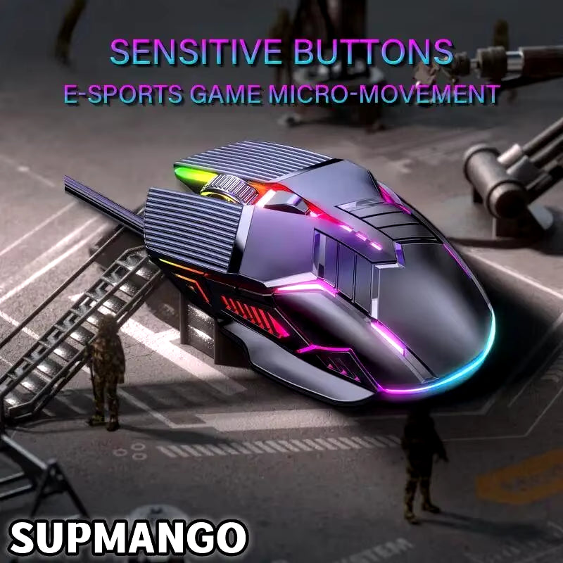 GM6 Wired Mouse RGB Mice Wired Computer Mause LED Backlit Ergonomic Gaming Mouse for Laptop PC