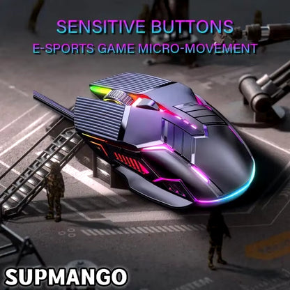 GM6 Wired Mouse RGB Mice Wired Computer Mause LED Backlit Ergonomic Gaming Mouse for Laptop PC